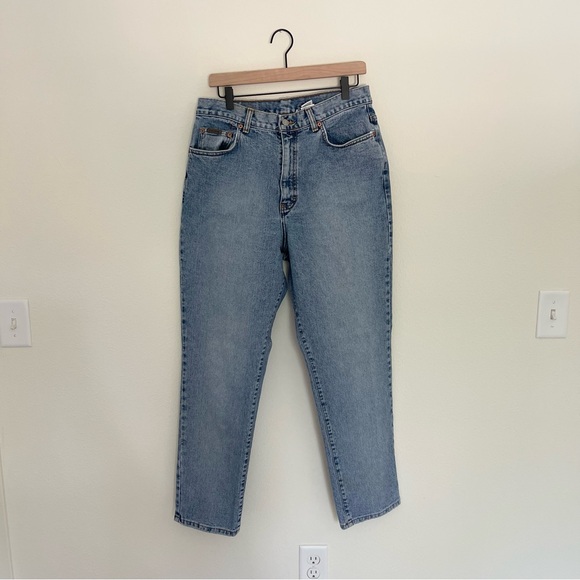 Calvin Klein vintage 5 pocket womens Light Blue Denim Jeans Straight Leg Size 14 - Picture 2 of 10